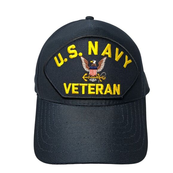U.S Navy Veteran Snapback Hat Blue OS Adjustable Embroidered 6 Panel Eagle Crest - Picture 1 of 8